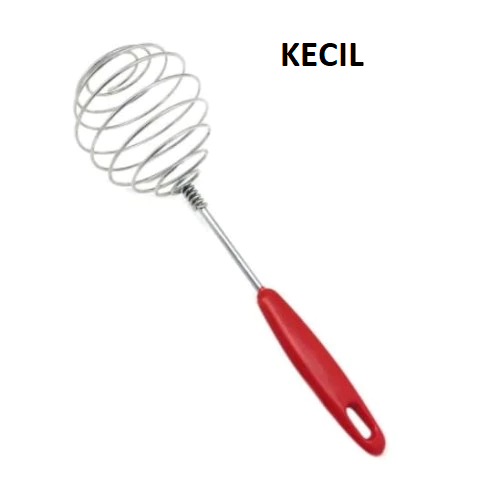 Alat Pengocok Telur Jamu Adonan Spiral Gagang Merah Stainless Steel — 7