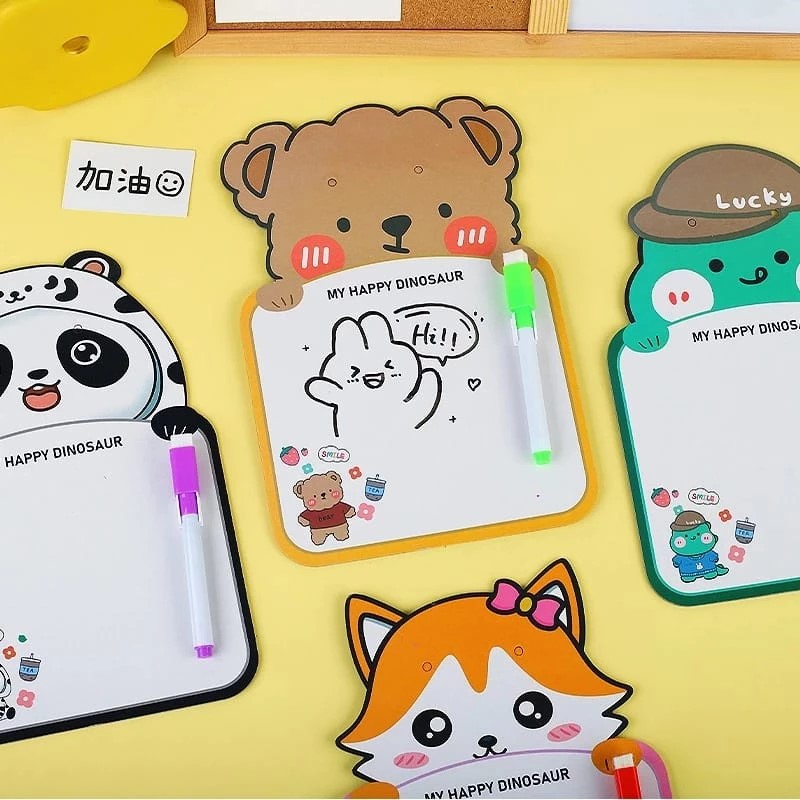 Papan Tulis Anak Whiteboard Belajar Karakter Lucu Spidol Cardboard — 8