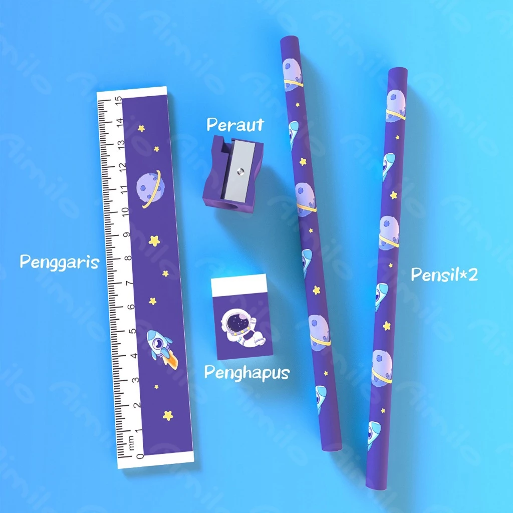 Pensil Set Anak Aimilo 5in1 Lucu untuk Tempat Pensil Sekolah — 2