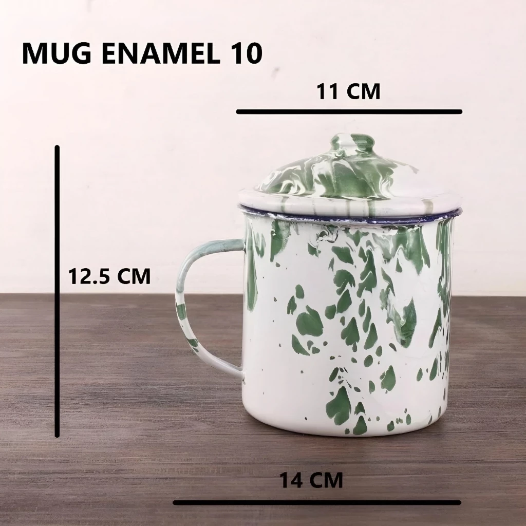Mug Enamel Jadul Stainless Steel Gelas Jumbo Kopi Teh Gaya Klasik — 8
