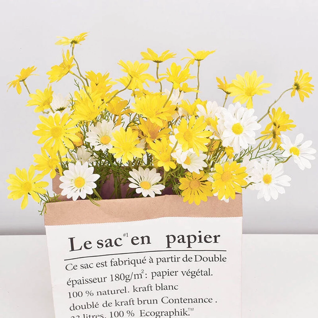 Buket Bunga Daisy Blossom Replika Plastik Besi Tanaman Hias — 5