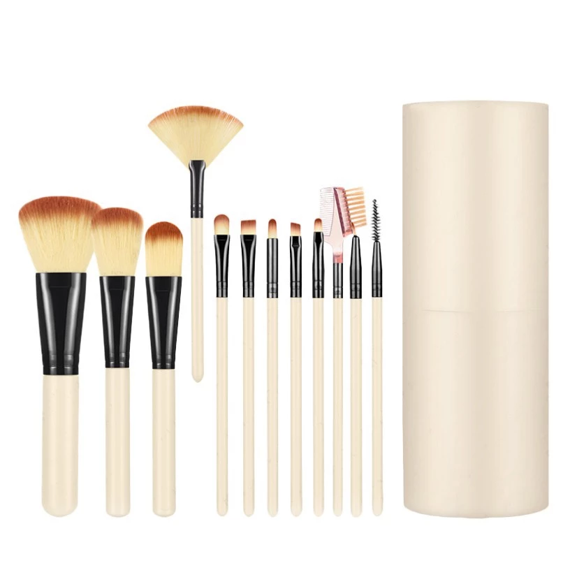 Set Alat Rias Wajah Kuas 12 In 1 Tabung Make Up Tools Brush Isi 12 Pcs