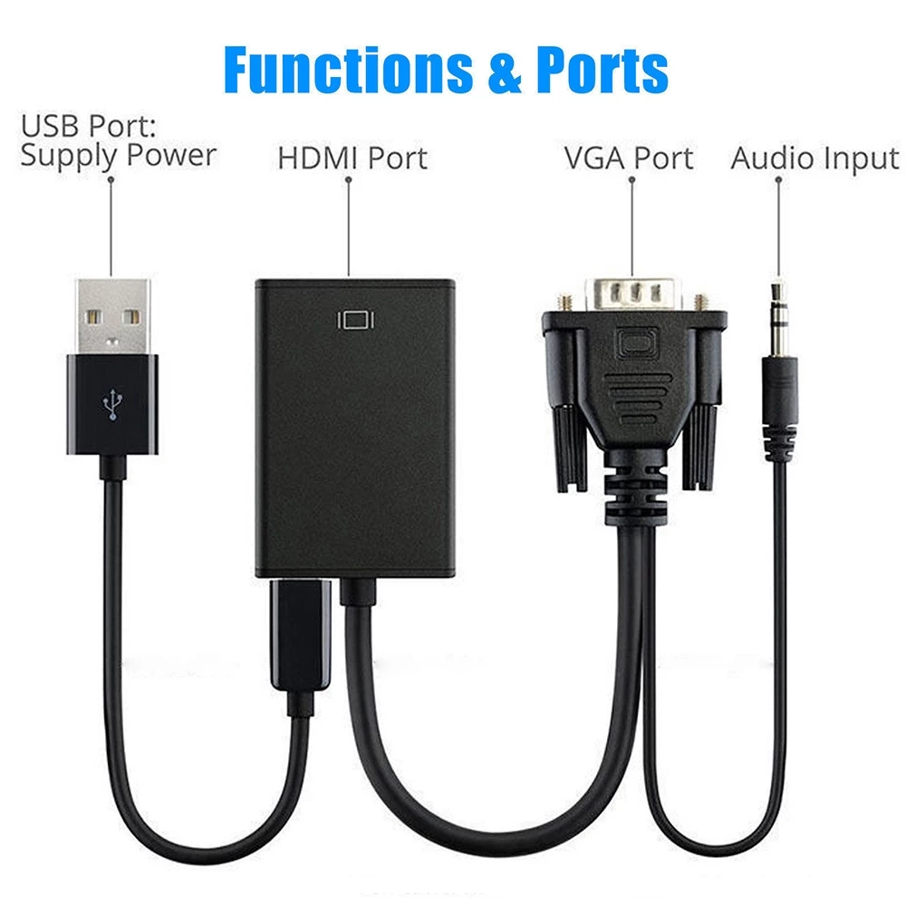 Kabel Converter HDMI to VGA VGA to HDMI Plus Audio Resolusi 1080p — 6
