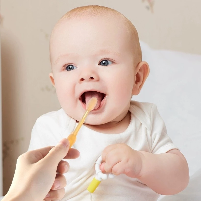 Sikat Pembersih Gigi dan Lidah Bayi 2 in 1 Silikon Aman Lembut — 4