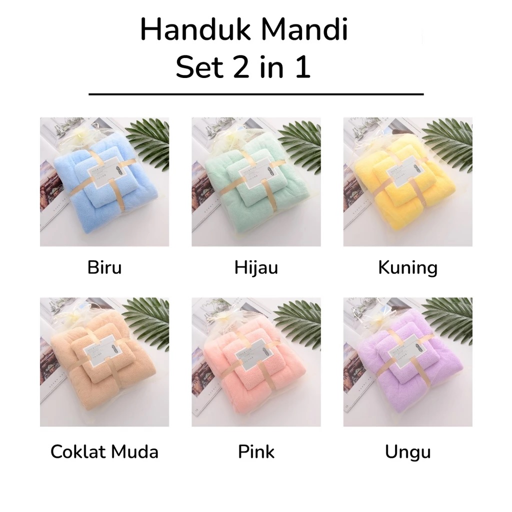 Set Handuk Mandi Badan Wajah 2 in 1 Motif Beruang Lucu Lembut Kado Gift — 2