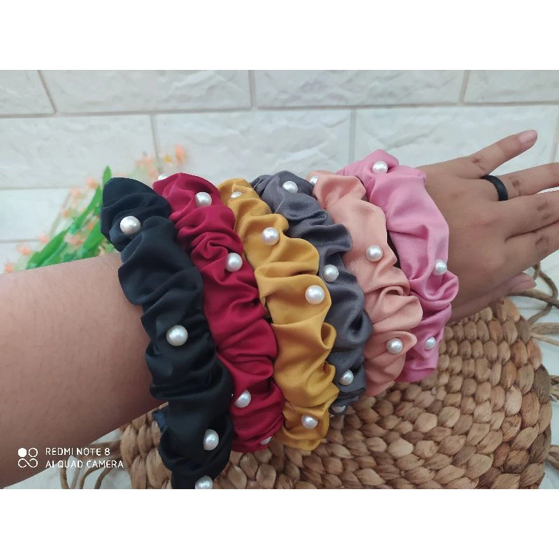 Bando Headband Wanita Mutiara Kerut Satin Pearl Fashion Korean Style — 8
