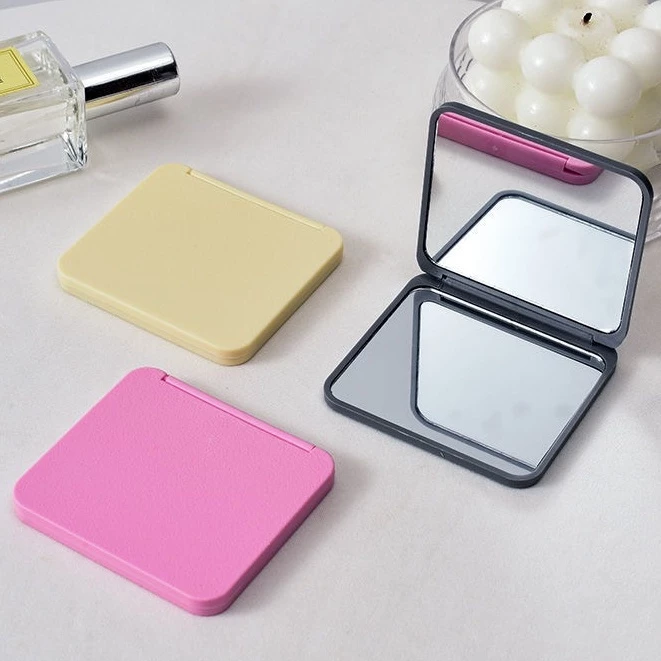 Cermin Lipat 2 Sisi Persegi Kaca Make Up Polos Mini Mirror Decor Sticker — 3
