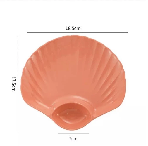 Piring Plastik Model Kerang 2in1 Sekat Pemisah Saos Wadah Snack — 3