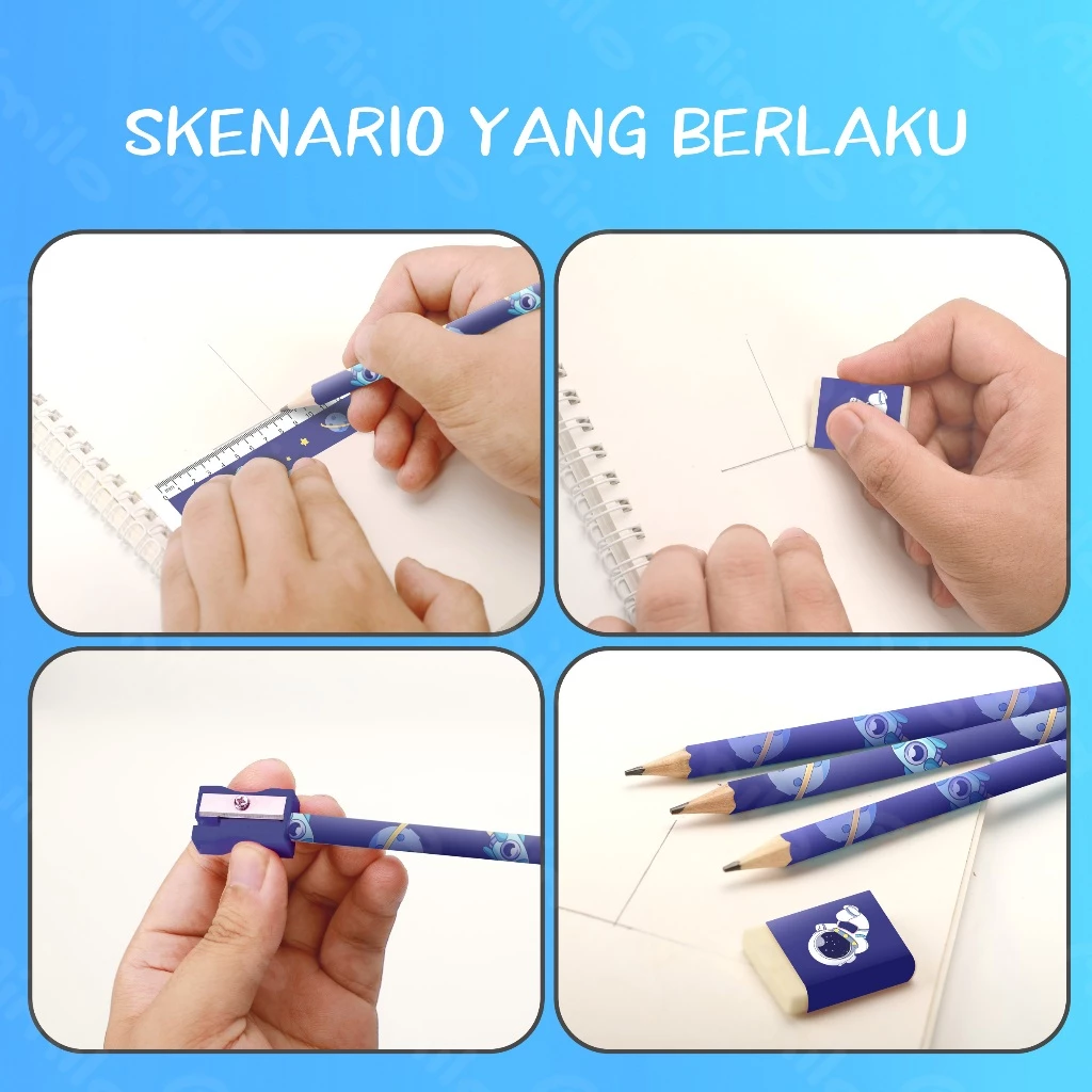 Pensil Set Anak Aimilo 5in1 Lucu untuk Tempat Pensil Sekolah — 8