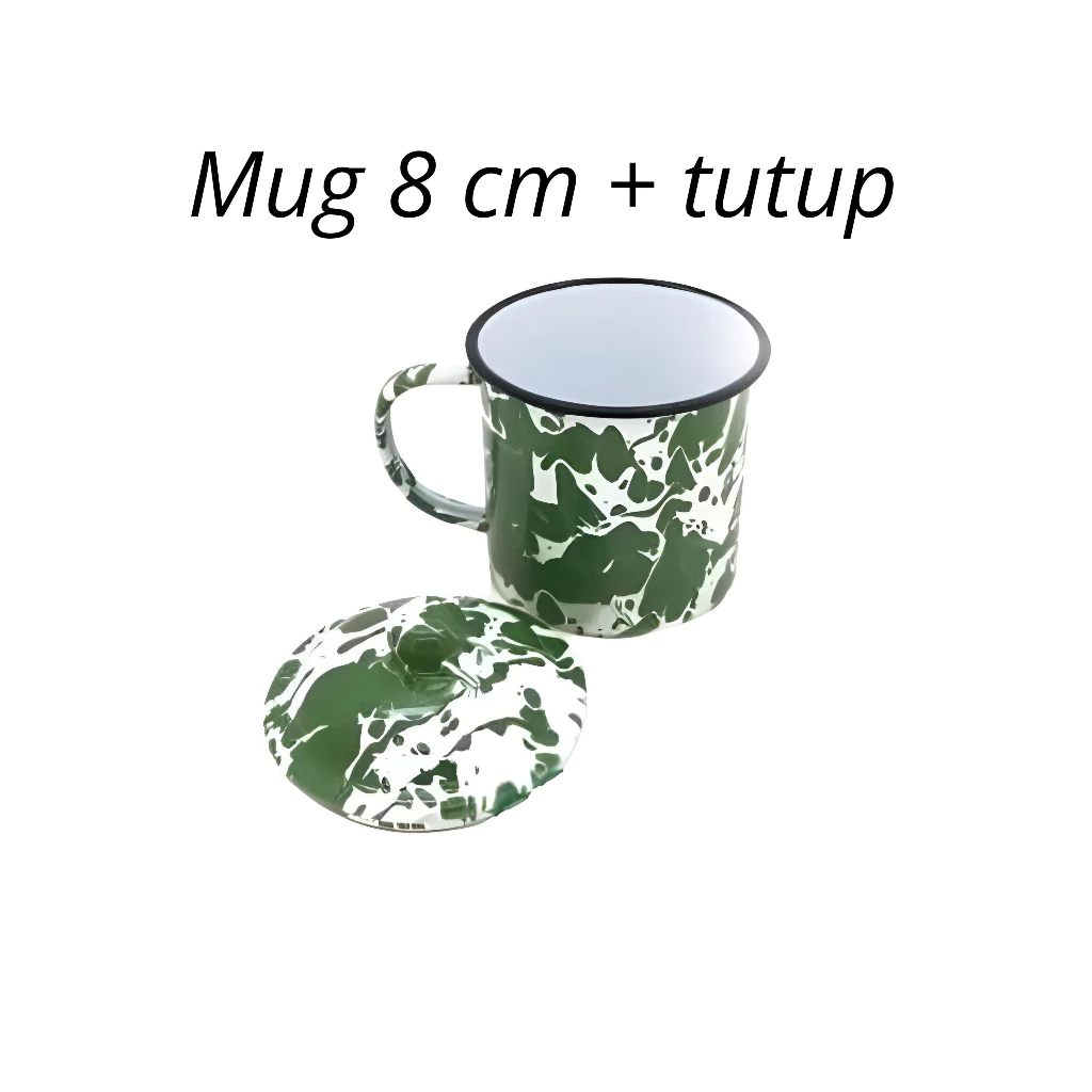 Mug Enamel Jadul Stainless Steel Gelas Jumbo Kopi Teh Gaya Klasik