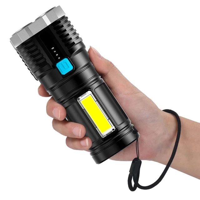 Senter Led Super Terang Jarak Jauh 4 Mode Mata Lampu Rechargeable — 7