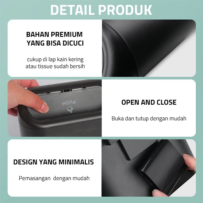 Tempat Sampah Mini Mobil Push Trash Praktis Slim Gantung Hemat Tempat — 7