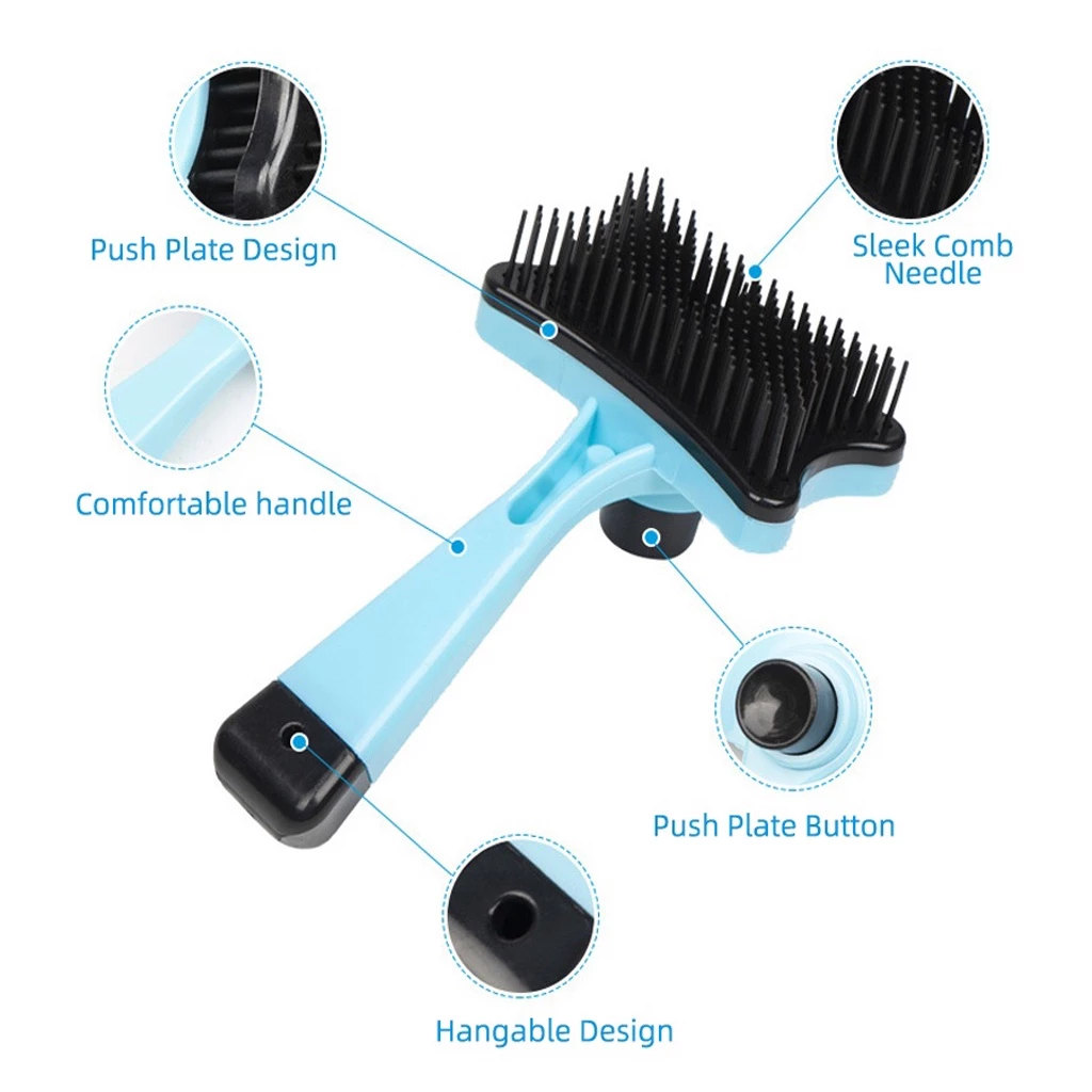 Sisir Grooming Brush Anjing Kucing Kelinci Self Quick Cleaning Praktis — 7