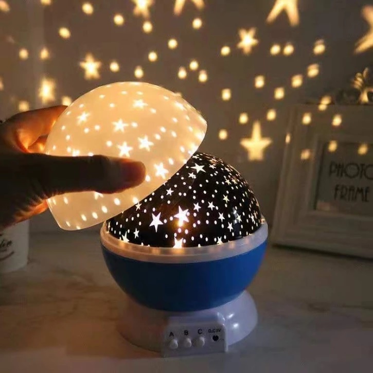 Lampu Tidur Hias Proyektor Desain Bulan Bintang Suasana Langit Romantis — 4