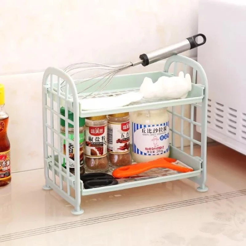 Rak Plastik Mini 2 Susun Multifungsi Bumbu Dapur Kosmetik Make Up — 9