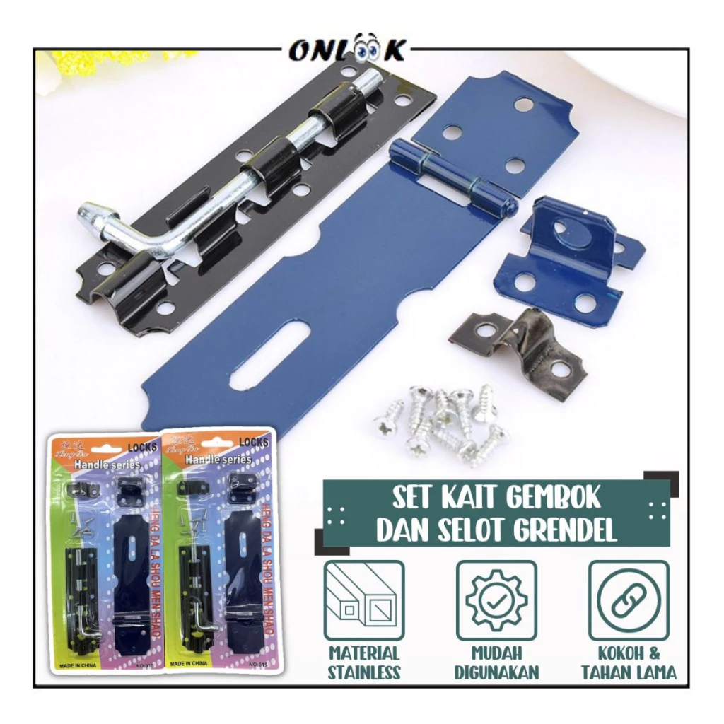 Set Kait Gembok Selot Grendel Overpal Stainless Steel Pengunci Pintu — 3
