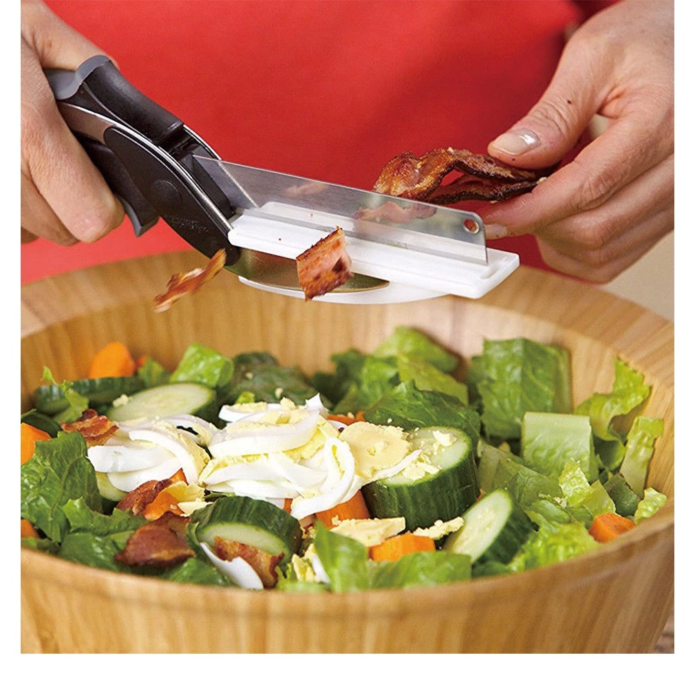 Cutter Pisau Guntingn 2 in 1 Dapur Besar Stainless Steel Multifungsi — 7