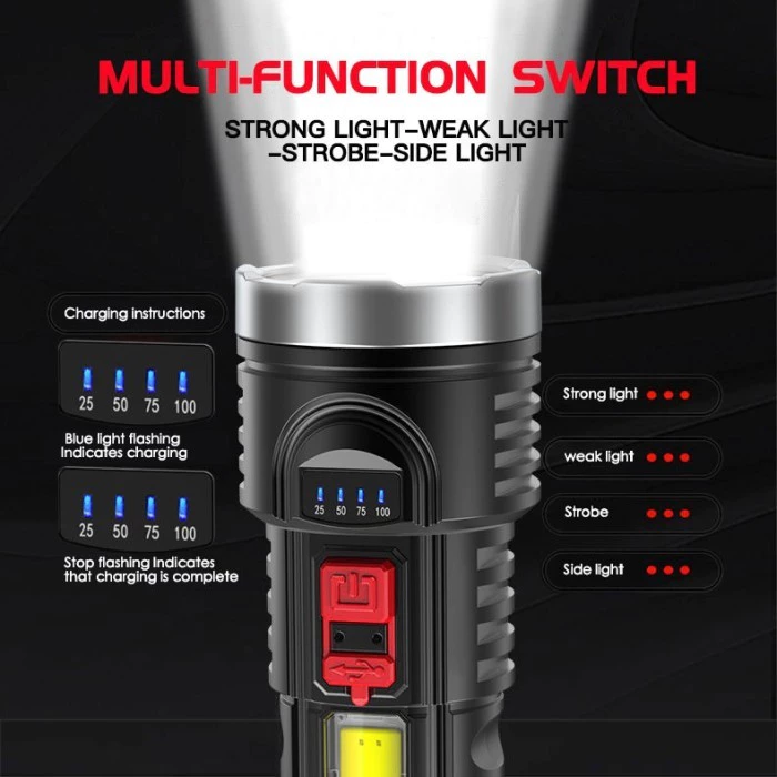 Senter L 822 Lampu Penerangan Jarak Jauh Rechargeable Flashlight — 4