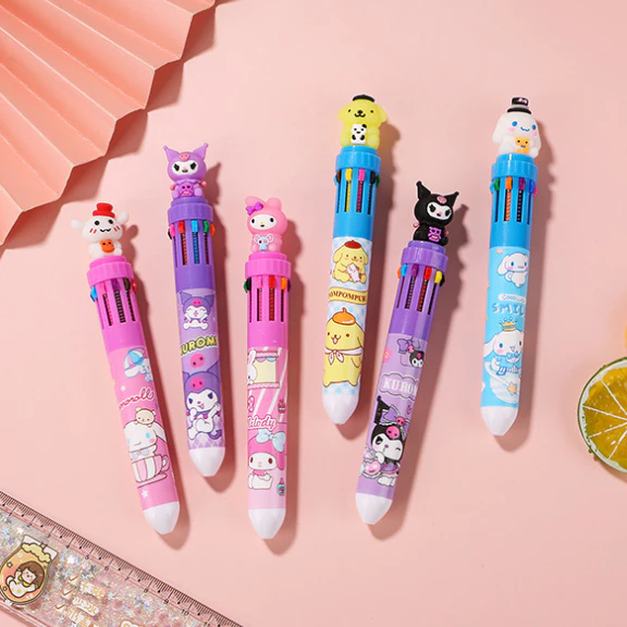 Pena Gel Pulpen Ballpoint Tinta 10 Warna Warni Motif Karakter Lucu — 4