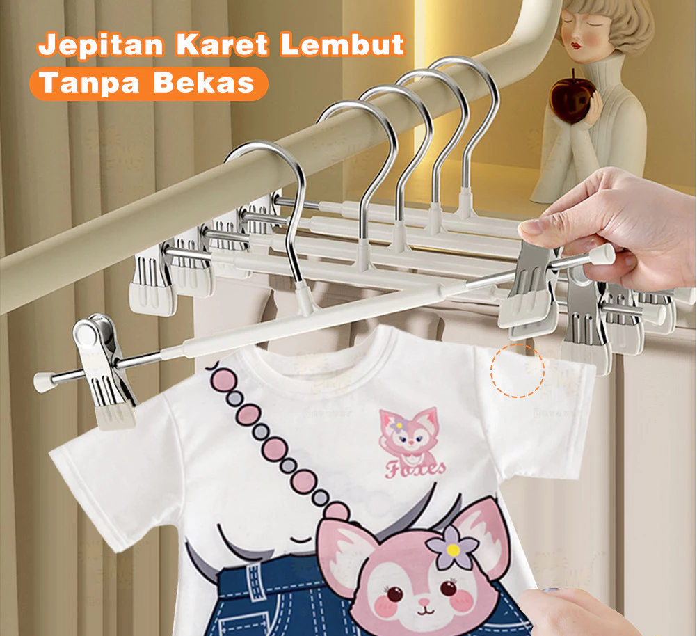 Hanger Gantungan Baju Celana Anti Slip dengan Klip Bahan Kawat Besi — 3
