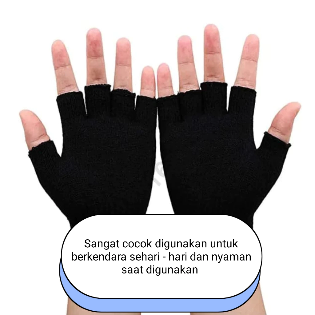 Sarung Tangan Motor Half Finger Jari Terbuka Anti Slip — 4