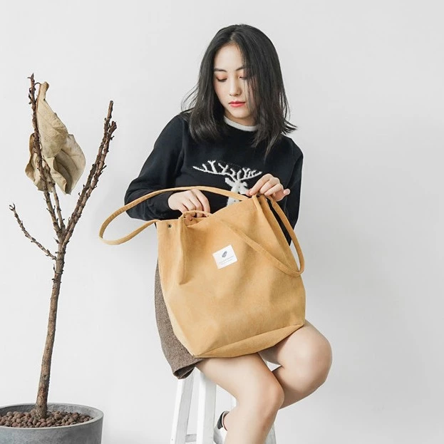 Totebag Fashion Wanita Bahan Corduroy Korea Style Canvas Sling Bag — 5