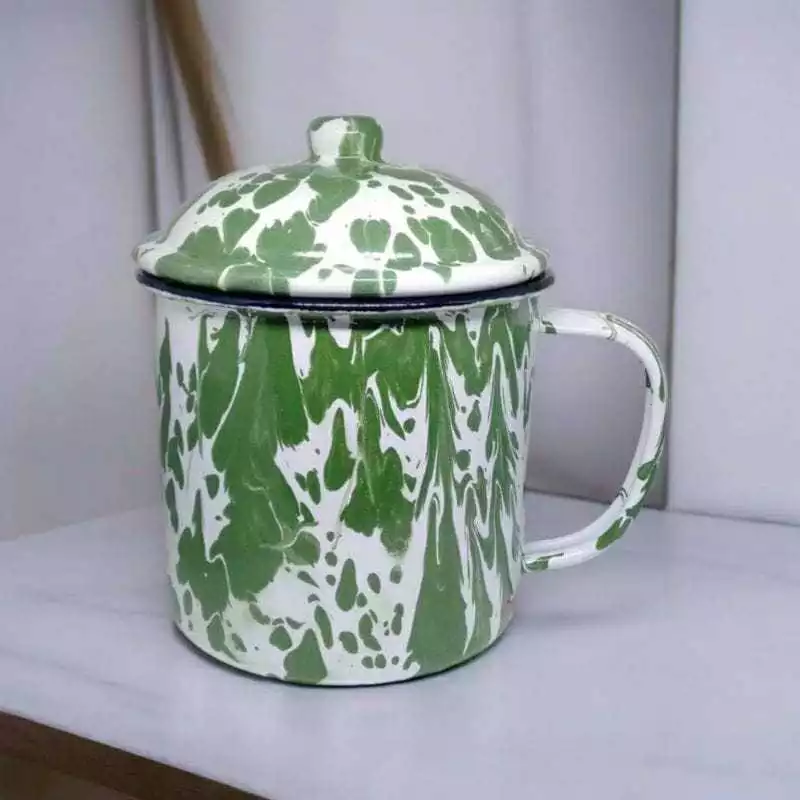 Mug Enamel Jadul Stainless Steel Gelas Jumbo Kopi Teh Gaya Klasik — 5