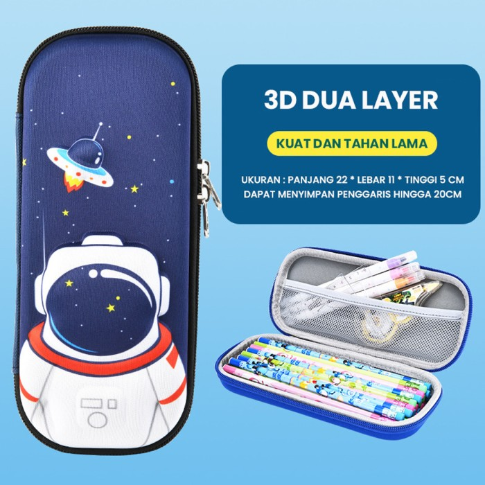 Kotak Pensil 3d Timbul Karakter Astronout / Tempat Alat Tulis — 3