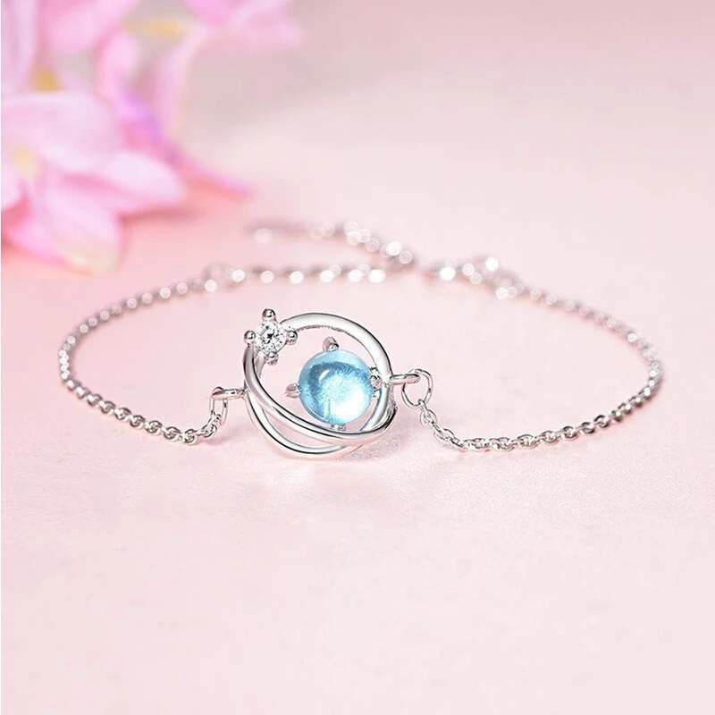 Gelang Titanium Alloy Wanita Korean Style Motif Planet Cantik Elegan — 3