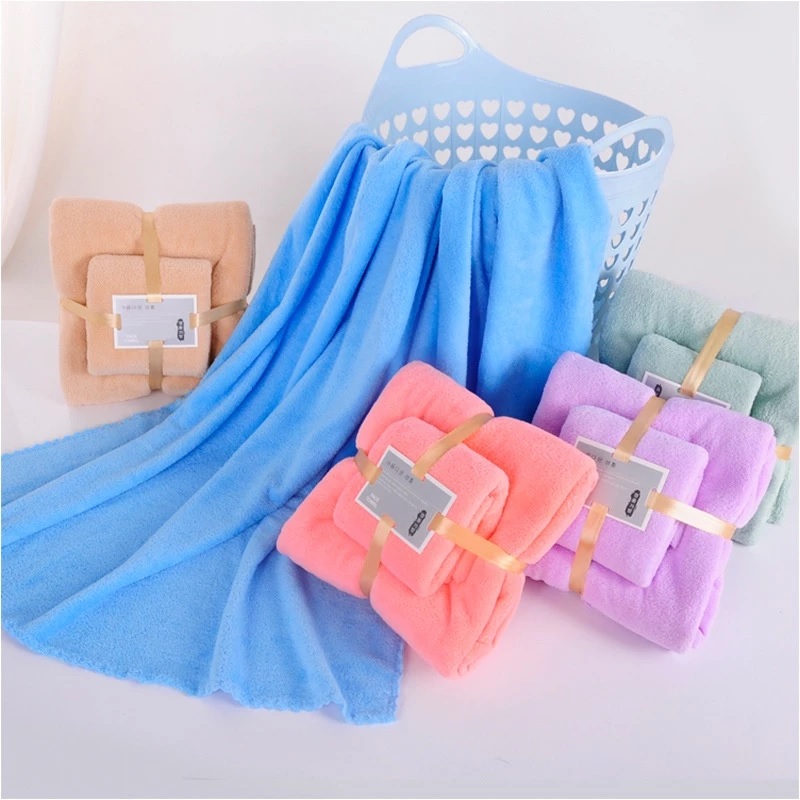 Set Handuk Mandi Badan Wajah 2 in 1 Motif Beruang Lucu Lembut Kado Gift — 5