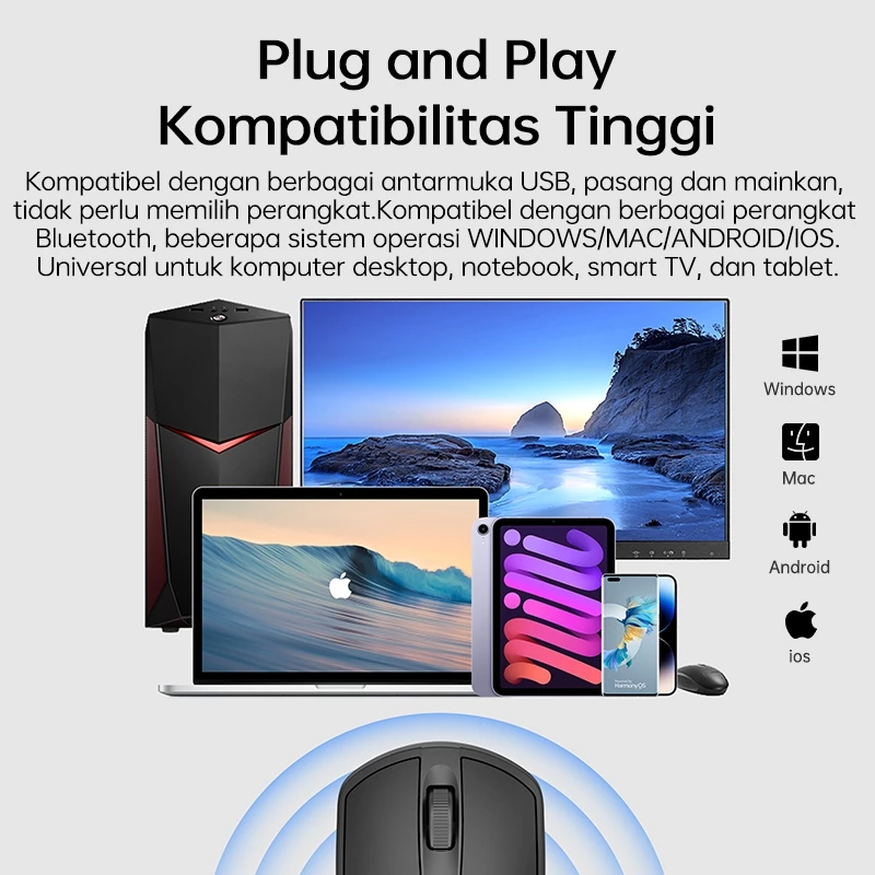 Mouse Wireless Nirkabel Slim Slim Kompatibel Tanpa Kabel Universal — 10