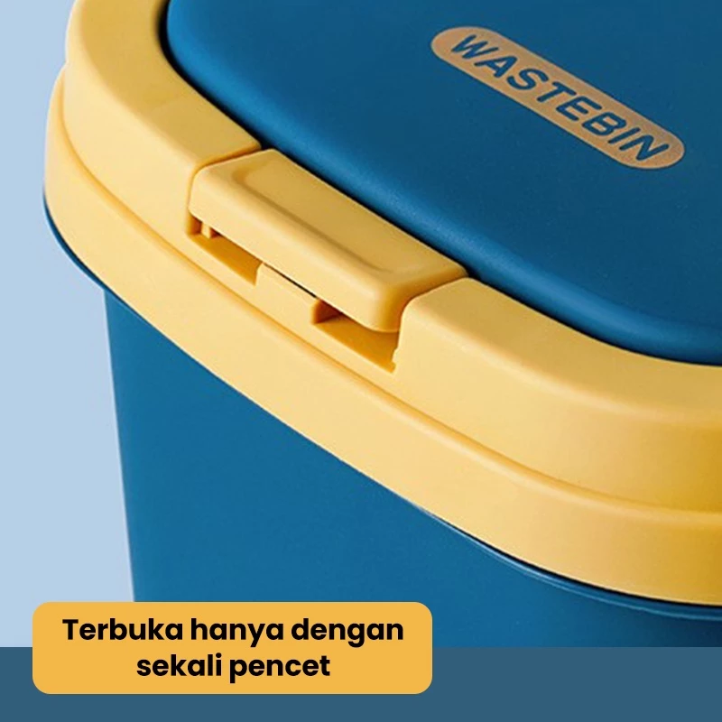 Tempat Tong Sampah Dapur Kamar Kotak Tertutup Plastik Simple Aesthetic — 4