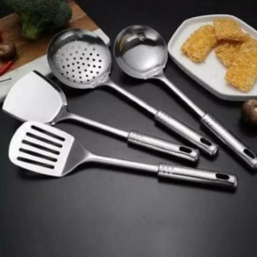 Set Spatula Alat Masak 4in1 Sederhana Stainless Steel Tebal 4pcs — 3