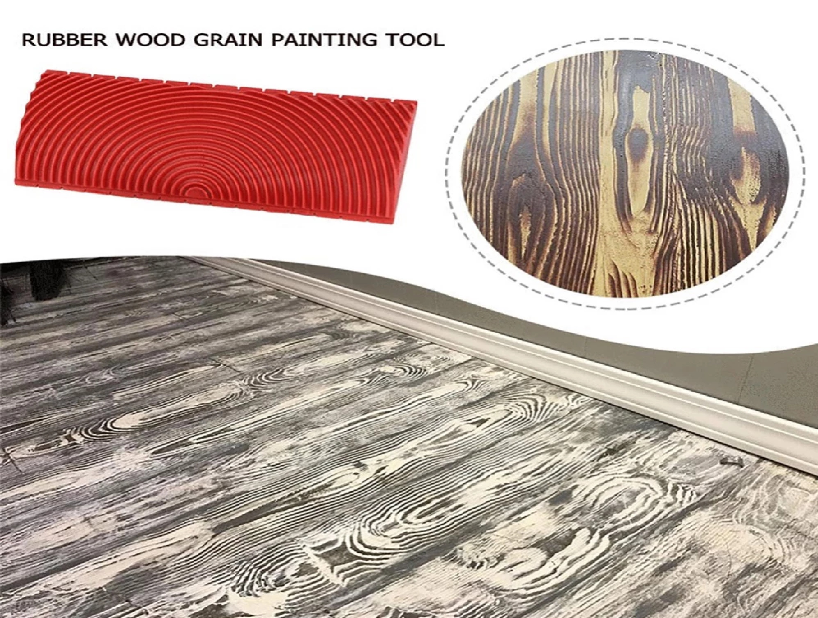 Alat Pembuat Motif Kayu Pattern Wood Graining Rubber Kuas Karet — 8