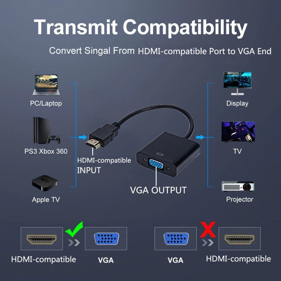 Kabel Converter HDMI to VGA VGA to HDMI Plus Audio Resolusi 1080p — 8