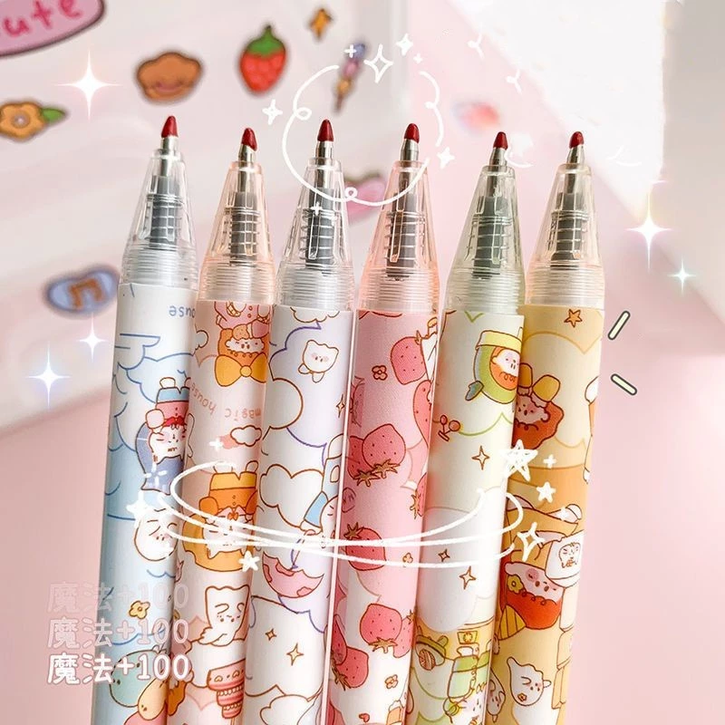Pulpen Gel Set Warna Warni 1 Set 6 Pcs Motif Korea Kartun — 7