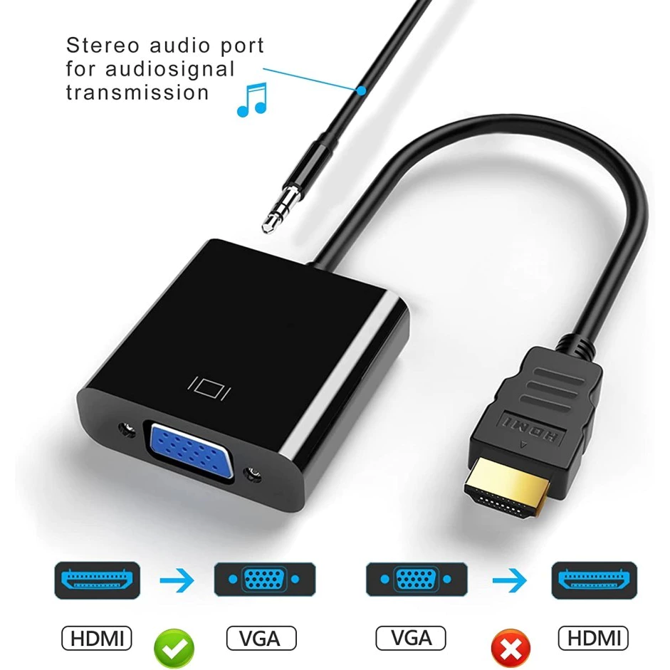 Kabel Converter HDMI to VGA VGA to HDMI Plus Audio Resolusi 1080p — 9
