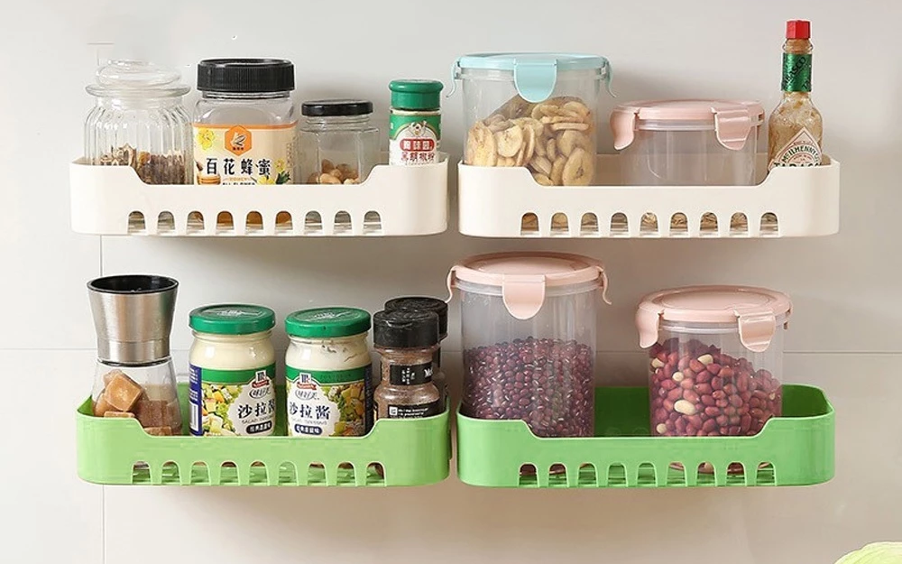 Rak Gantung Plastik Storage Box Tempel Dinding Serbaguna Soft Colors — 9