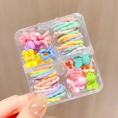 Set Box Ikat Rambut Aksesoris Jepitan Anak Lucu Cute Mix Warna Warni