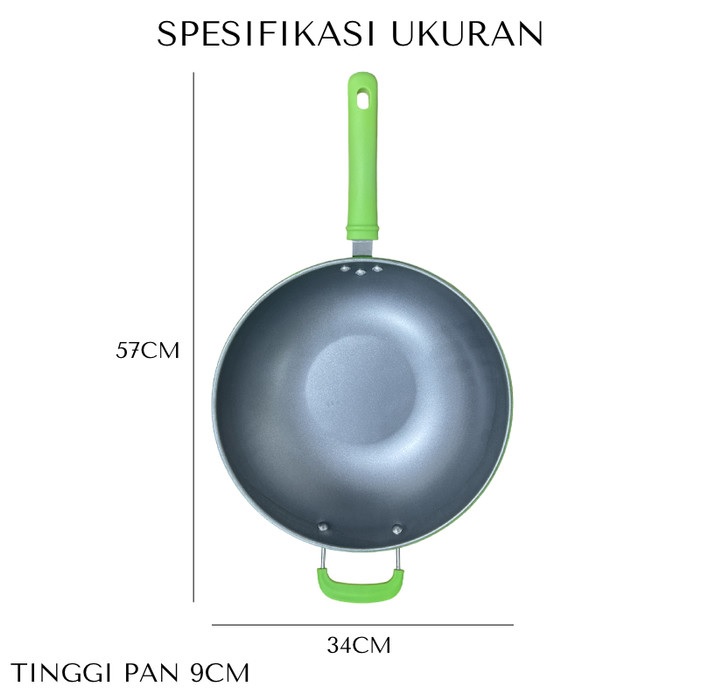 Wajan Gagang Kuping Jumbo 34cm Anti Lengket Enamel Tanpa Minyak — 5