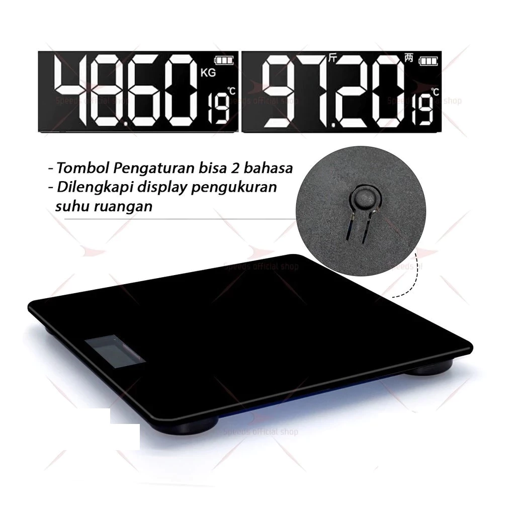 Timbangan Badan Digital Kaca Hitam Electronik Scale Up To 180kg — 4