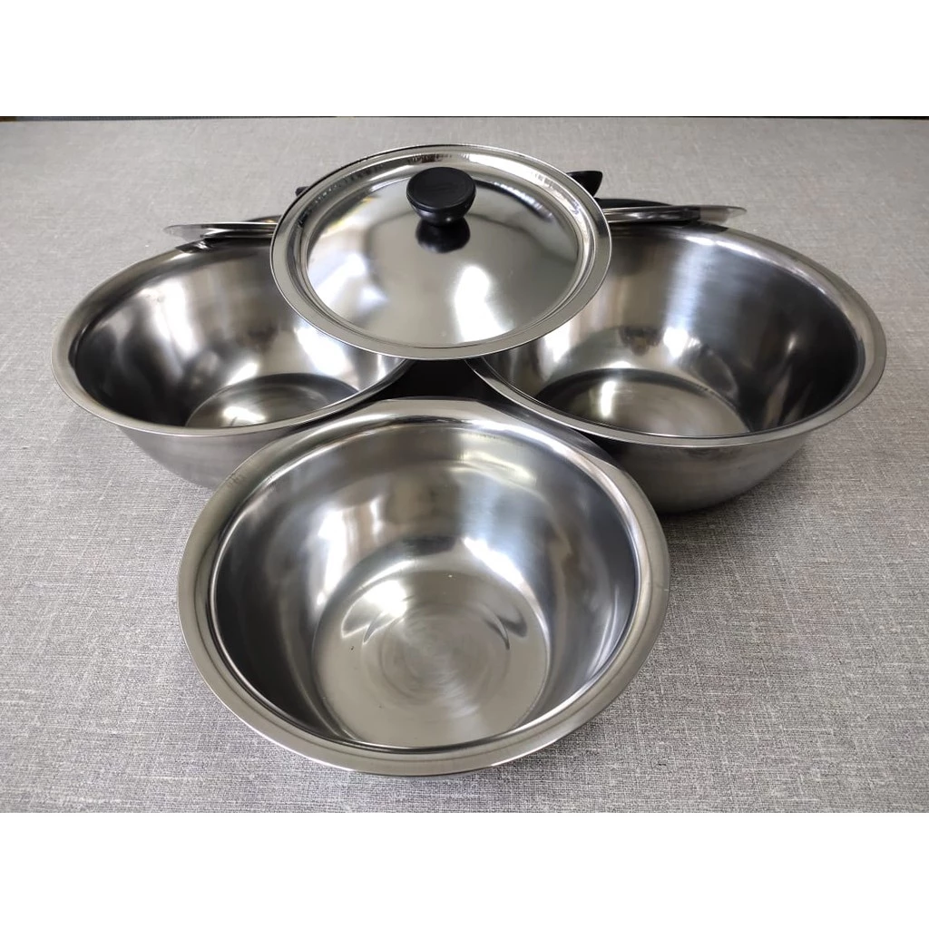 Baskom Panci Mangkok Wadah Kobokan Tutup Stainless Steel Multifungsi — 7