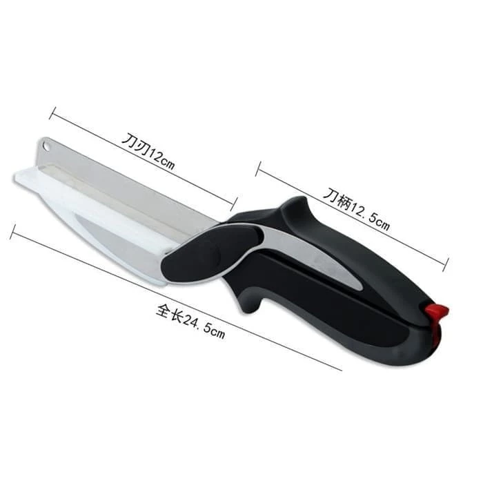Cutter Pisau Guntingn 2 in 1 Dapur Besar Stainless Steel Multifungsi — 4