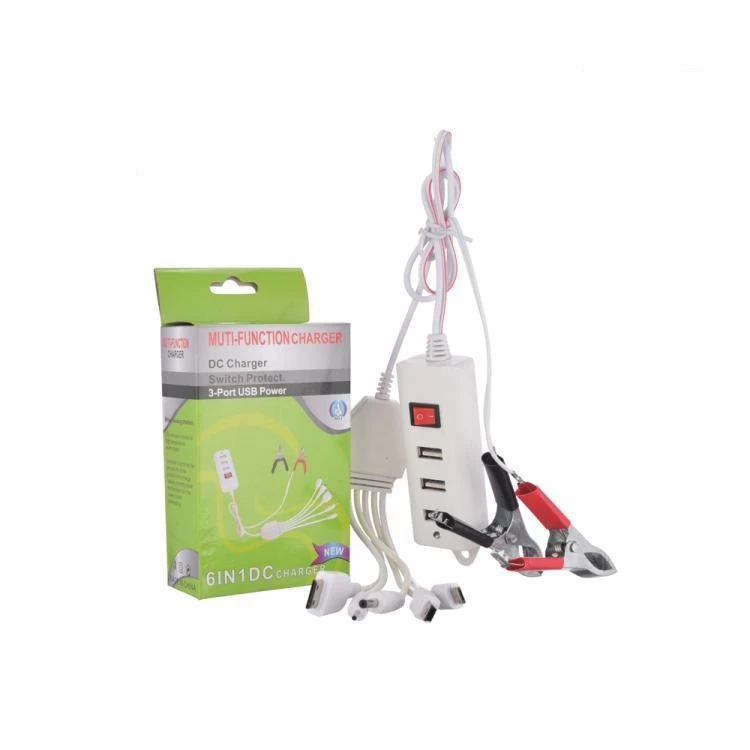 Charger Hp Aki Motor Portable 3 USB 6 in 1 Serbaguna — 5