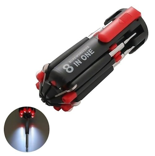 Set Obeng 8 in 1 Multi Screwdriver Tools Senter Multifungsi Lampu — 6