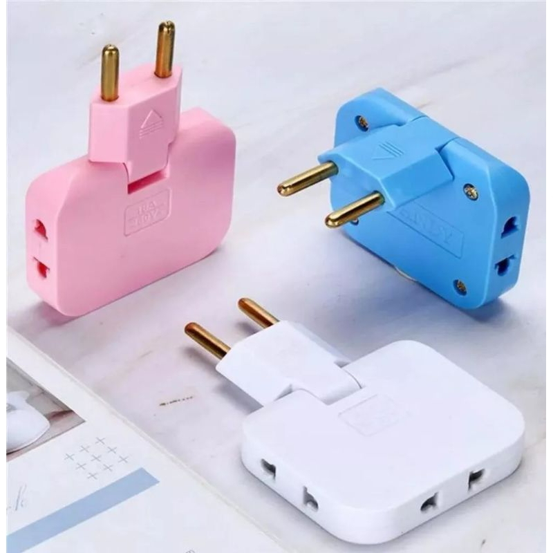 Power Soket 3in1 Converter Charger US ke EU Stop Kontak Lipat Praktis