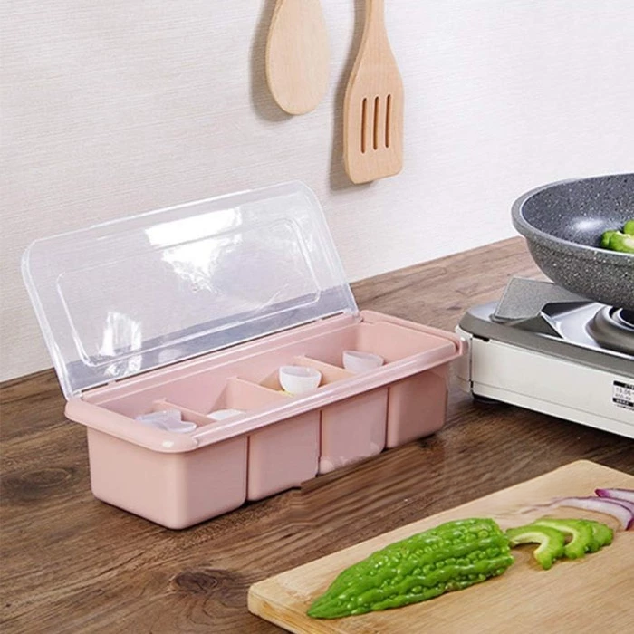 Wadah Tempat Kotak Bumbu Dapur Garam Gula Micin Minimalis 4 Sekat — 6