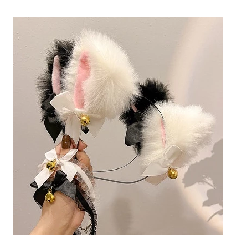 Bando Cosplay Bulu Bentuk Telinga Kucing Lonceng Pita Lucu Aesthetic — 6