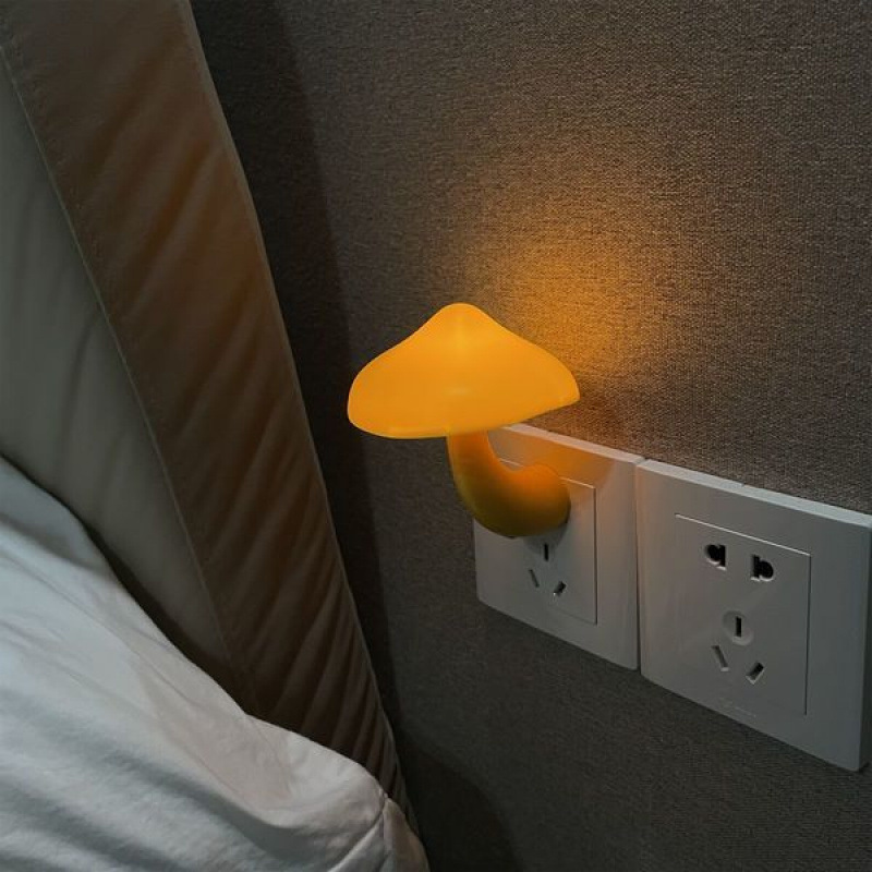 Lampu Tidur Hiasan Kamar LED Jamur Kuning Sensor Cahaya 1W — 7