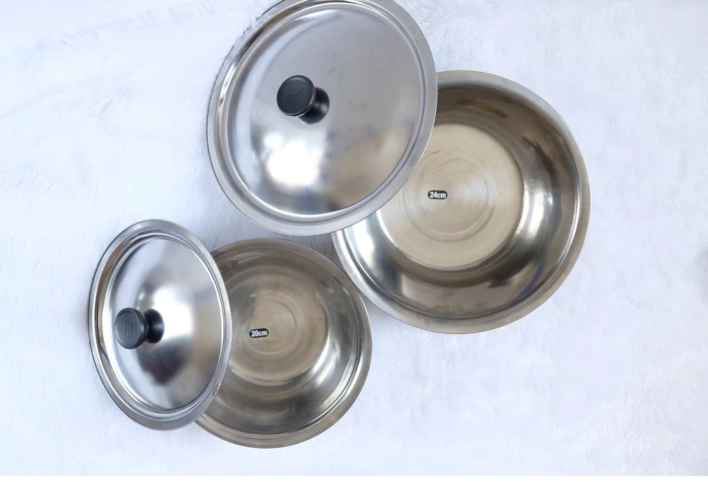 Baskom Panci Mangkok Wadah Kobokan Tutup Stainless Steel Multifungsi — 4
